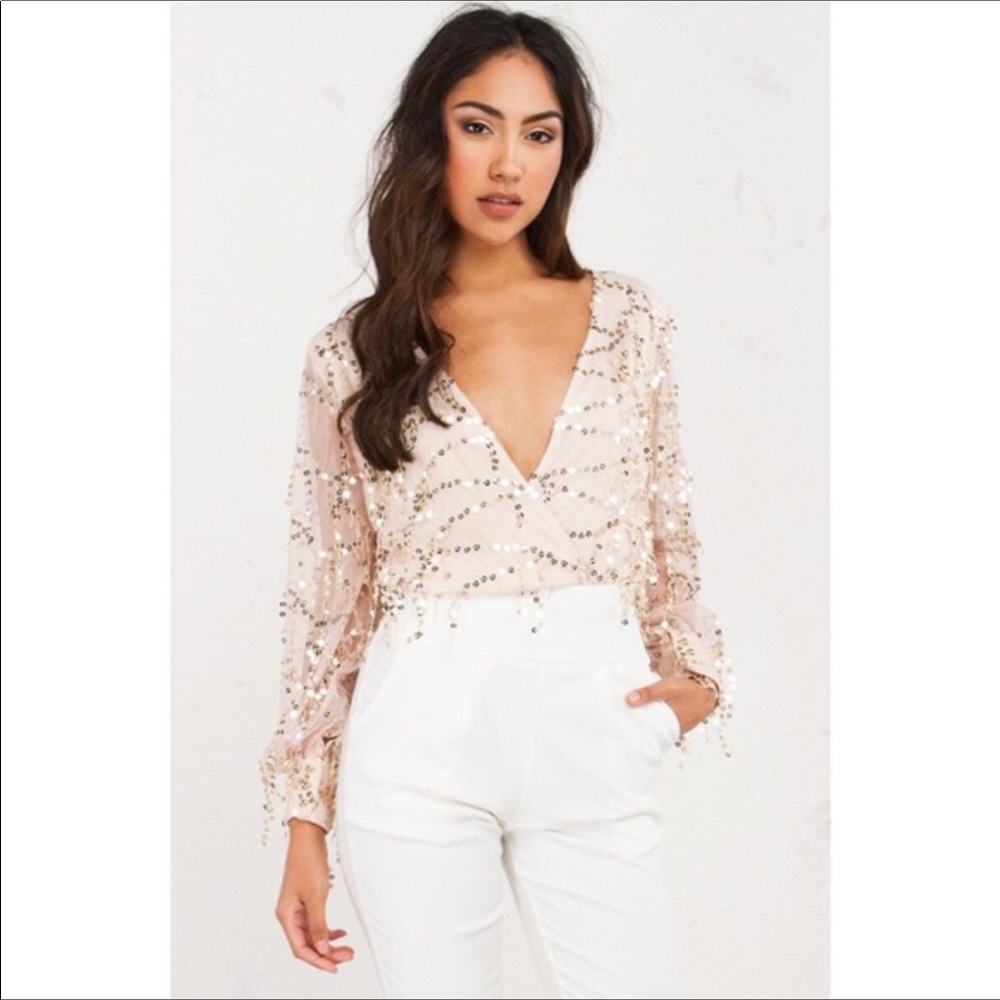 💥NWT LAST ONE! Gorgeous Sequined Fringe Bodysuit - Picture 2 of 4